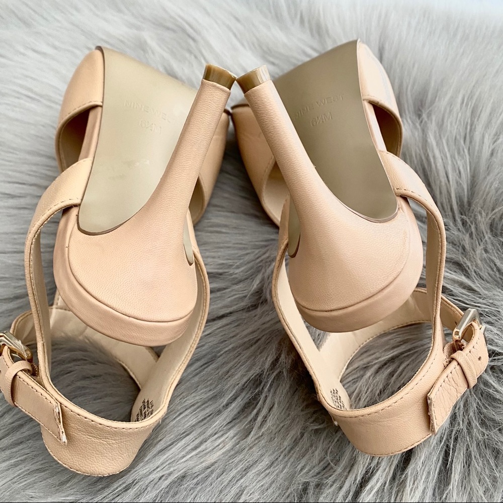 Nine West Leather Peep Toe Ankle Strap Heels - Picture 8 of 9